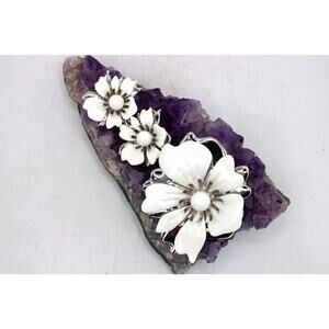 1970 Sarah Coventry New Summer Magic Collection Silvertone Enamel Floral Set